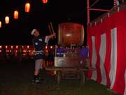 A traditional Japanese drummer during the summer festival