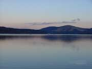 beautiful lake yamanakako at sunset